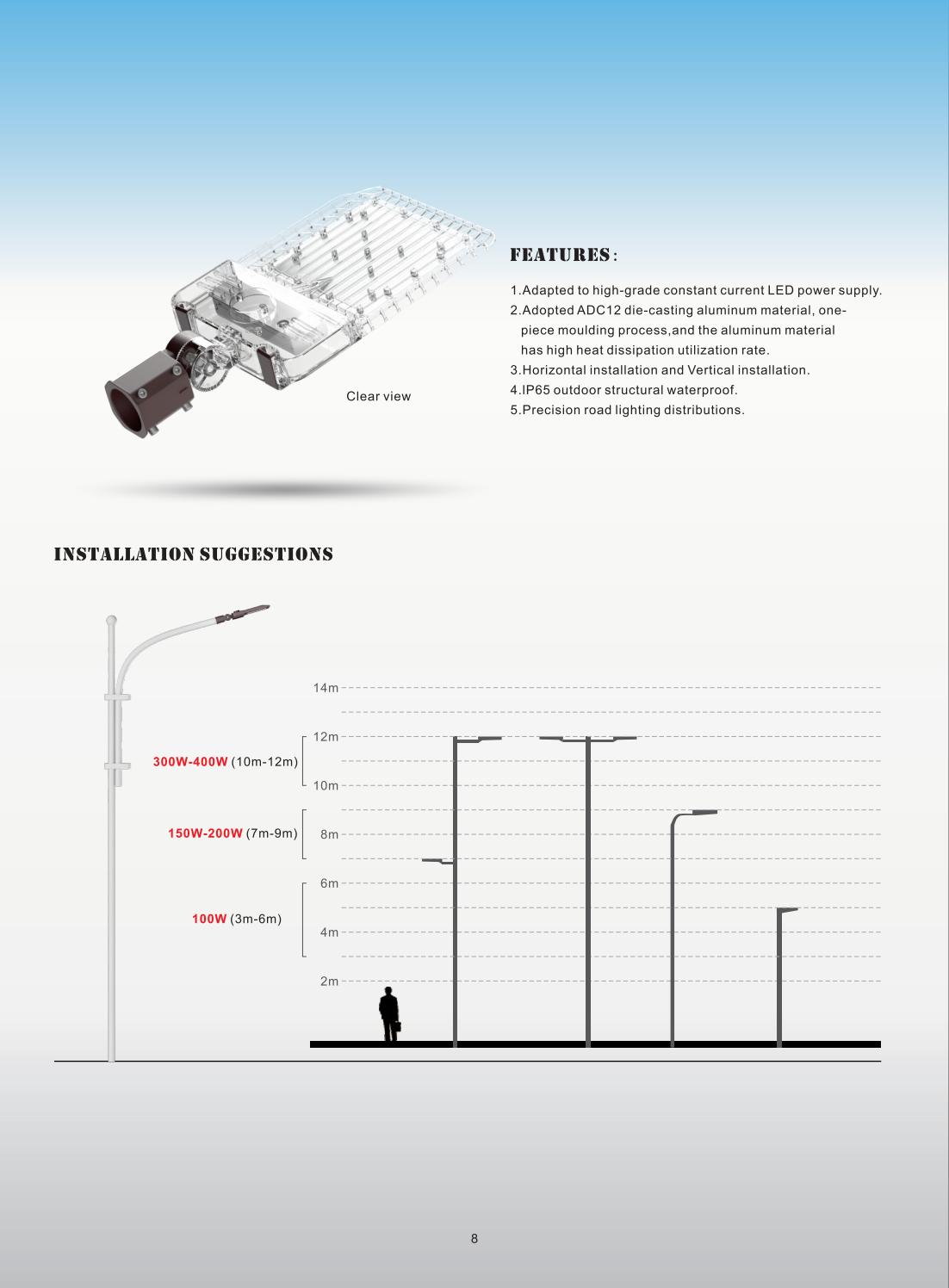 High Power Street Light for Parking Lot & Logistics Yard