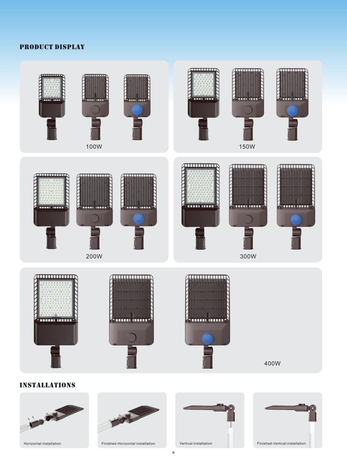 100W/150W/200W/300W/400W Full Range Wall Mount LED Street Lights