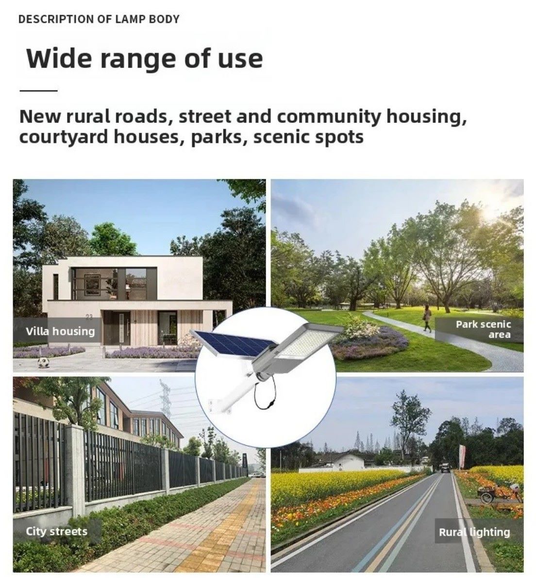 JD split solar street light installed on rural village road