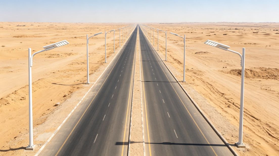 XCPB 100W solar street light Saudi Arabia 58℃ high temperature main road project XCPB 100W solar street light Saudi Arabia 58℃ high temperature main road project