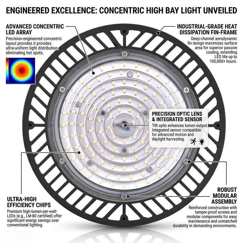 Wide angle UFO industrial LED light fixture