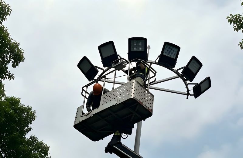 تجديد إضاءة ملعب كرة القدم السباعية بتقنية LED (استبدال مصابيح MH بقوة 800 واط بمصابيح LED بقوة 400 واط)