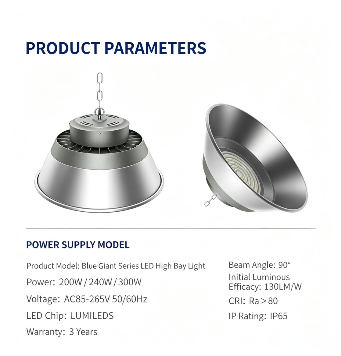 100W-240W Energy Saving Warehouse LED High Bay Light